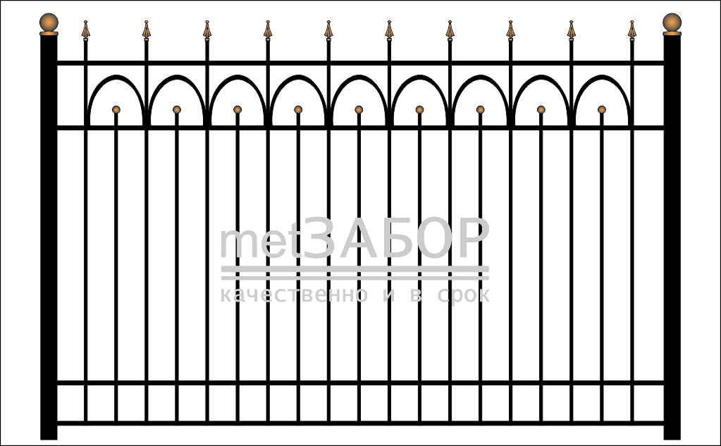 Кованый забор, секция, артикул: 1113